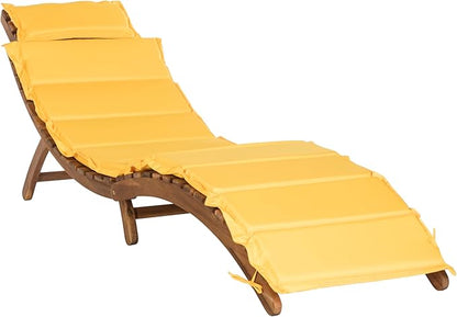 SAFAVIEH Outdoor Collection Pacifica Natural Brown Solid Wood/Yellow Cushion 3-Piece Chaise Lounge Set with Table (PAT7020D)