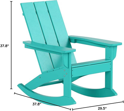 WO WESTIN OUTDOOR HDPE Shoreside Modern Rocking Poly Adirondack Chair (Set of 2),Turquoise