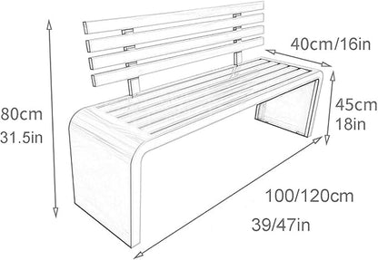 Gtzly Metal Garden Bench, Outdoor Galvanized Steel Garden Bench, Slatted Design with Backrest Patio Benches Patio Bench for Porch Garden Lawn Backyard Park Balcony(Yellow,100 * 40 * 80 cm)