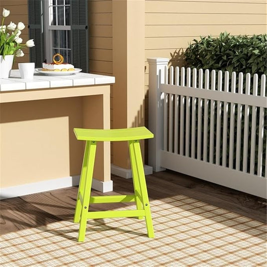 Costaelm 24" Height Outdoor Bar Stools, All-Weather Bar Stools, Adirondack Poly Patio Bar Stool for Patio, Deck, Kitchen Counter and Garden, Lime