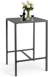 VINGLI 27 Inch Outdoor Bar Table, All-Weather Aluminum Patio Balcony Pub Table for Pool, Blacony, Yard (Gray) - Photo 1