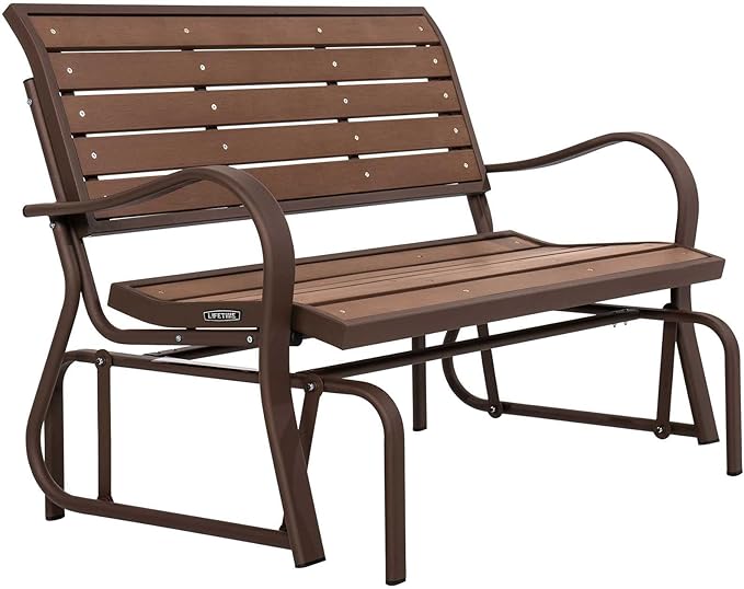 LIFETIME 60290 Wood Alternative Glider Bench, Mocha Brown