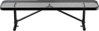 Thermoplastic Coated Iron Park Bench for Outside, Heavy Duty Metal Garden Bench, Expanded Commercial Grade Seating for Shopping Malls, Lawn Yard Porch Entryway (Black without Backrest, 72IN)