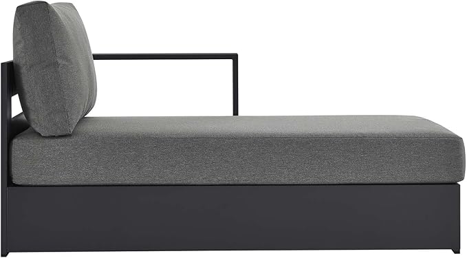 Modway Tahoe Powder-Coated Aluminum Outdoor Chaise Lounge in Gray Charcoal with Weather-Resistant Cushions - Photo 4