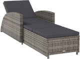 Adjustable Grey PE Rattan Outdoor Chaise Lounge 79.1x26.4x11.2 in for Patio, Garden or Balcony - Photo 1