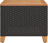 Square Garden Side Table, Compact Patio Coffee Table with Durable Poly Rattan and Acacia Wood Top - Photo 6