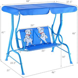 Costzon Kids Porch Swing, All-Weather Patio Swing Bench Hammock w/Adjustable Canopy & Safety Belts for 2 Children - Photo 7