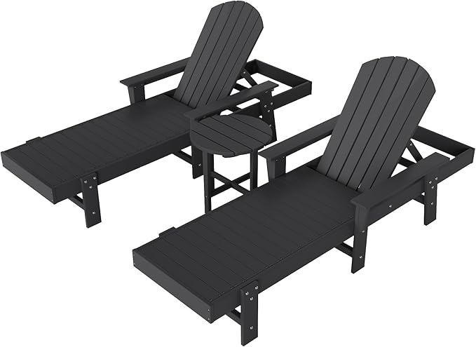 WestinTrends Dylan 3 Piece Adirondack Reclining Chaise Lounge with Arms Gray