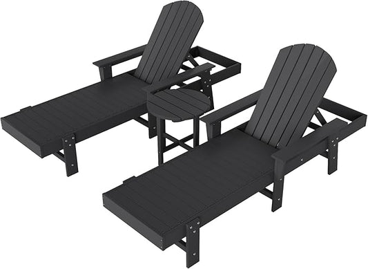 WestinTrends Dylan 3 Piece Adirondack Reclining Chaise Lounge with Arms Gray