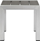 Modway Shore Aluminum Outdoor Patio Chaise Lounge Chair and Side Table Set in Silver Gray - Photo 6