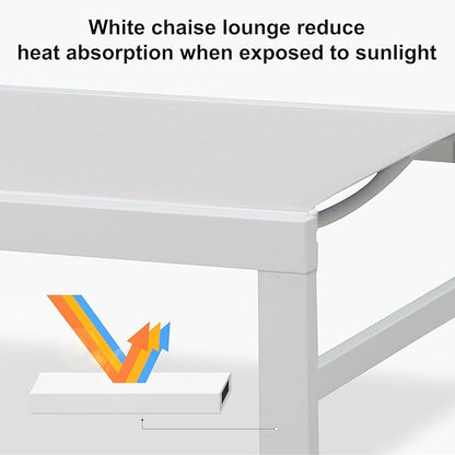 PURPLE LEAF Outdoor Chaise Lounge Chairs Set of 2 White Aluminum Lounge Chair Five-Position Adjustable Chaise with Wheels and Table for Pool Deck Patio, Ivory