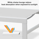 PURPLE LEAF Lounge Chair Outdoor Set 2 Pieces White Aluminum Chaise Lounge with Armrest and Wheels for Pool Deck Patio - Photo 4