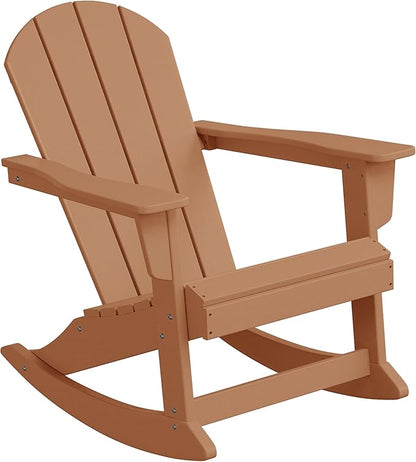 WO WESTIN OUTDOOR HDPE Laguna Outdoor Rocking Poly Adirondack Chair, Teak