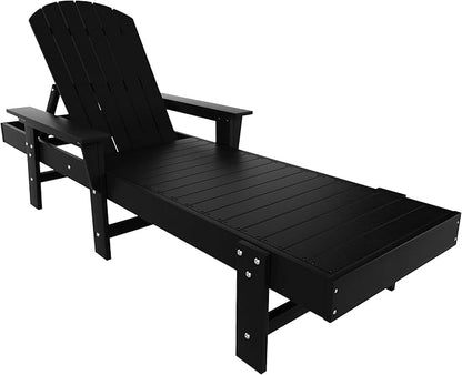 WestinTrends Dylan HDPE Outdoor Patio Poly Adirondack Reclining Chaise Lounge with Arms, Black