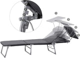 SONGMICS Sun Lounger, Patio Chaise Lounge Chair, Folding, with Canopy, Cushion, 76 x 20.9 x 11.4 Inches, Holds 330 lb - Photo 6