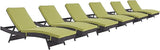 Modway Convene Wicker Rattan Outdoor Patio Chaise Lounge Chairs in Espresso Peridot - Set of 6 - Photo 1