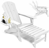 Adjustable Adirondack Chair with Retractable Ottoman, HDPE Folding Adirondack Chair with Cup Holder - Photo 1