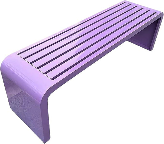 Garden Bench Backless, Patio Benches for Outdoors 100/120/150/180 Cm Outside Bench Seat Iron Steel Frame, Weatherproof Park Benches for Entryway Lawn Yard Balcony Decor(Purple,150 cm/59 in)