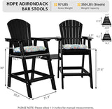 Sundale Outdoor Tall Adirondack Chairs Set of 2 with Table, Patio HDPE Bar Set, 3 PCS Counter Height Dining Bistro Set - Photo 3