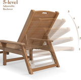 Psilvam Adjustable Chaise Lounge Chair - 350lb Capacity All-Weather Poly Lumber Recliner for Poolside, Patio - Photo 5