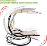 Outdoor Hammock Rocking Chaise Lounge Swing Chair, with Stand and Canopy, Porch Swing w/Soft Cushion Removable Headrest - Photo 8