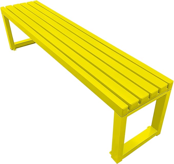 Garden Benches for Outdoors 2-Person Patio Bench Park Seat Metal Bench Backless Seat Weatherproof Chair for Backyard Front Porch Entryway, 3.3ft 3.9ft 4.9ft 5.9ft(Yellow,5.9ft)