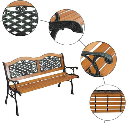49inch Front Porch Chair, Garden Bench, Park Bench Outdoor Benches Front Porch Outdoor Furniture,Porch Bench for Outdoors 49.5" L x 20.5" W x 30" H