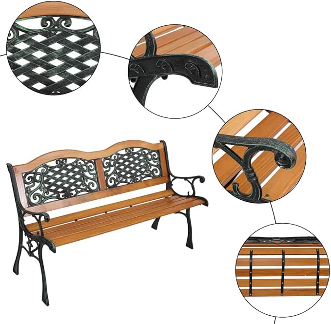 JHshop Patio Garden Bench 49" Outdoor Loveseat Chairs, Patio Park Bench, Outdoor Garden Bench - Photo 4