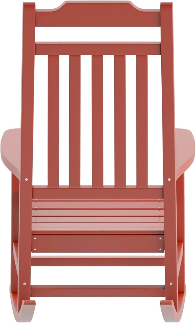 Flash Furniture Set of 2 Winston All-Weather Rocking Chair in Red Faux Wood