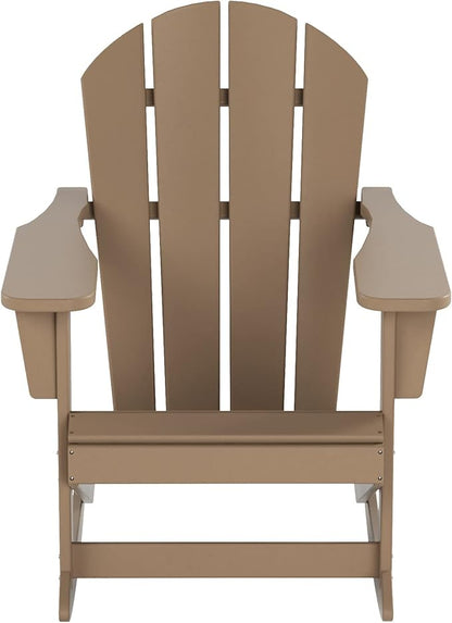 WO WESTIN OUTDOOR HDPE Laguna Outdoor Rocking Poly Adirondack Chair with Side Table 3-Piece Set, Weathered Wood