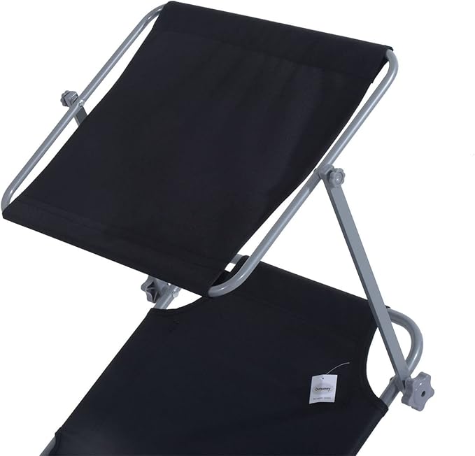 Outsunny Outdoor Lounge Chair, Adjustable Folding Chaise Lounge, Tanning Chair with Sun Shade for Beach, Camping, Hiking - Photo 8