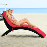 COSTWAY Folding Rattan Lounge Chair Outdoor, Patio Wicker Chaise Lounge with Soft Cushion - Photo 5