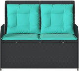 2-Seater Reclining Patio Bench with Cushions, Outdoor Synthetic Poly Rattan Loveseat with Adjustable Backrest - Photo 5