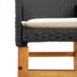 Patio Chairs with Cushions 2 pcs Black Poly Rattan&Solid Wood Sillas para Patio Lawn Chairs for Dining Table Garden - Photo 9