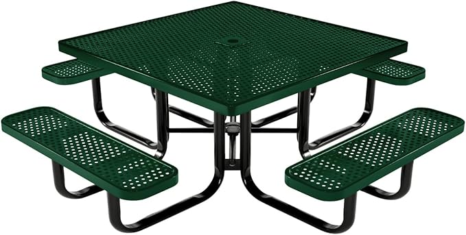 COATEDOUTDOORFURNITURE Heavy-Duty Portable Outdoor Kids Table with Umbrella Hole, Punched Steel Kids Picnic Table - Photo 1
