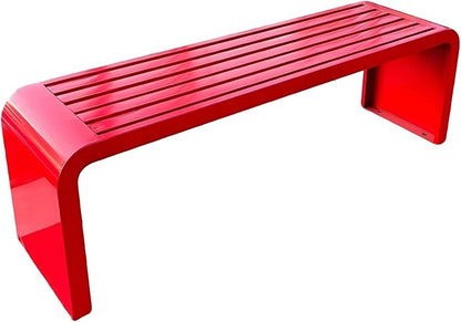 Garden Bench Backless, Patio Benches for Outdoors 100/120/150/180 Cm Outside Bench Seat Iron Steel Frame, Weatherproof Park Benches for Entryway Lawn Yard Balcony Decor(Red,120 cm/47.24 in)