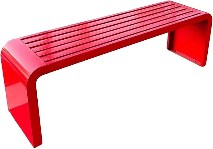 Garden Bench Backless, Patio Benches for Outdoors 100/120/150/180 Cm Outside Bench Seat Iron Steel Frame, Weatherproof Park Benches for Entryway Lawn Yard Balcony Decor(Red,180 cm/70.87 in)
