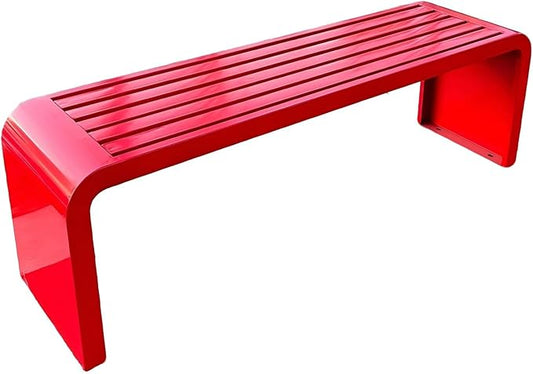 Garden Bench Backless, Patio Benches for Outdoors 100/120/150/180 Cm Outside Bench Seat Iron Steel Frame, Weatherproof Park Benches for Entryway Lawn Yard Balcony Decor(Red,180 cm/70.87 in)