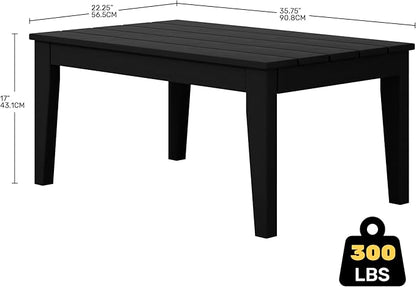 Costaelm Adirondack Outdoor Coffee Table, HDPE Drink Table Weather Resistant, Patio Porch Accent Balcony Table Outdoor End Table for Pool, Seaside, Backyard, Black