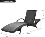 80'' Outdoor Wicker Chaise Lounge Chairs Set of 4, Patio Rattan Reclining Chair with Pull-Out Side Table - Photo 3