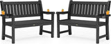 YEFU Outdoor Bench for Patio Waterproof: Heavy Duty 2-Person Garden Bench Set of 2 with 2 Cup Holders & Oversized - Photo 1