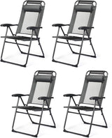 Giantex Set of 4 Patio Dining Chairs, Folding Lounge Chairs with 7 Level Adjustable Backrest, Headrest, 300 Lbs Capacity - Photo 1