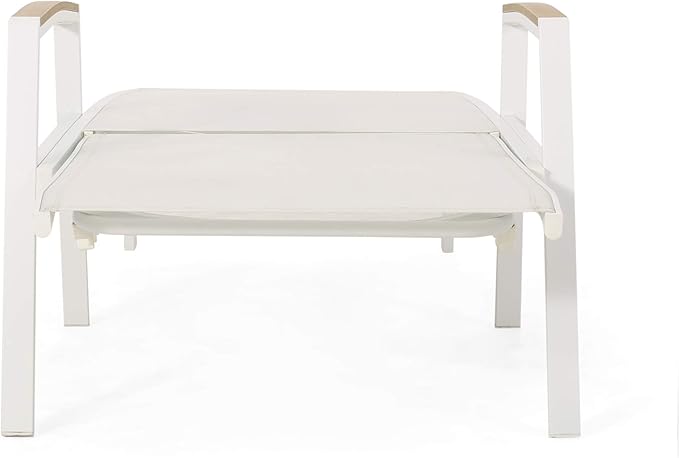 Teresa Outdoor Aluminum Chaise Lounge with Mesh Seating (Set of 4), White