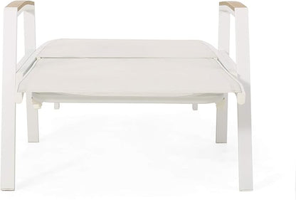 Teresa Outdoor Aluminum Chaise Lounge with Mesh Seating (Set of 4), White