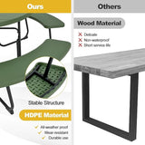 Round Picnic Table for Outdoors, 8 Person Outdoor Picnic Tables & Benches Set with Umbrella Hole - Photo 9