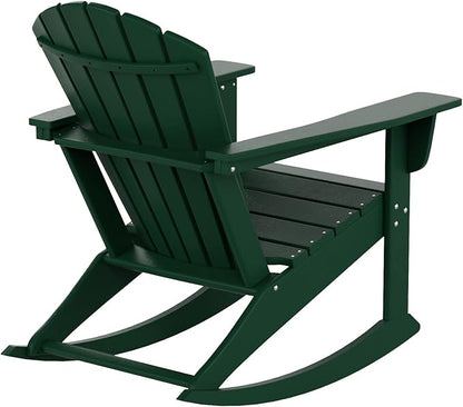 WO WESTIN OUTDOOR HDPE Altura Outdoor Rocking Poly Adirondack Chair, Dark Green