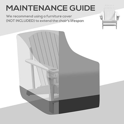 Outsunny Wooden Adirondack Chair, Outdoor Patio Lawn Chair with Cup Holder, Weather Resistant Lawn Furniture, Classic Lounge for Deck, Garden, Backyard, Fire Pit, White