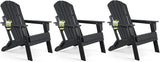 FUNBERRY Folding Adirondack Chair Set of 3, All Weather HDPE Fire Pit Chairs with Cup Holder for Outdoor - Photo 1