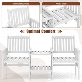 Tangkula Outdoor Wood Loveseat with 2-Tier Side Table and Umbrella Hole - Photo 8