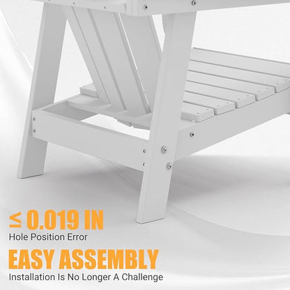 PROHIKER Adirondack Chair Set of 2, HDPE Outdoor Patio Chair with Cup Holder All Weather Outdoor Chairs for Lawn Garden Porch Backyard, Plastic, White